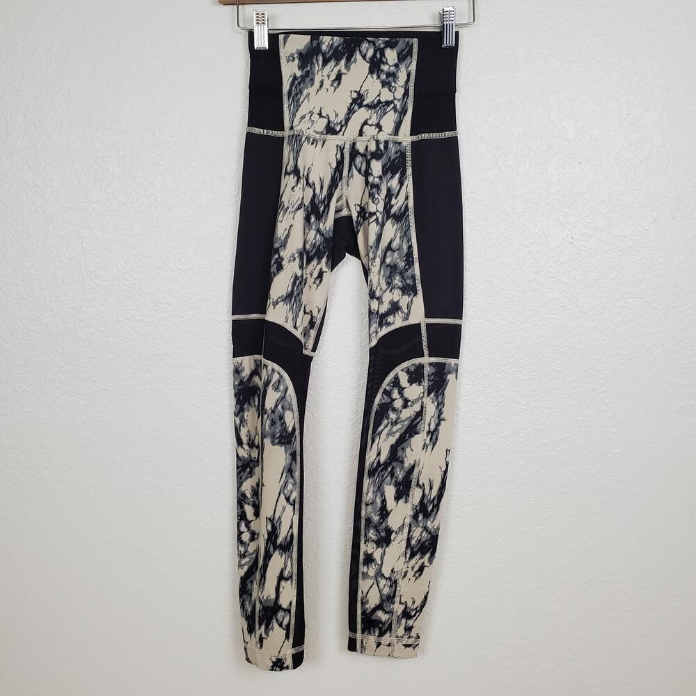 Lululemon Leggings Womens Size 4? Breathe Easy‎ Granite Marble Mesh Yoga Stretch